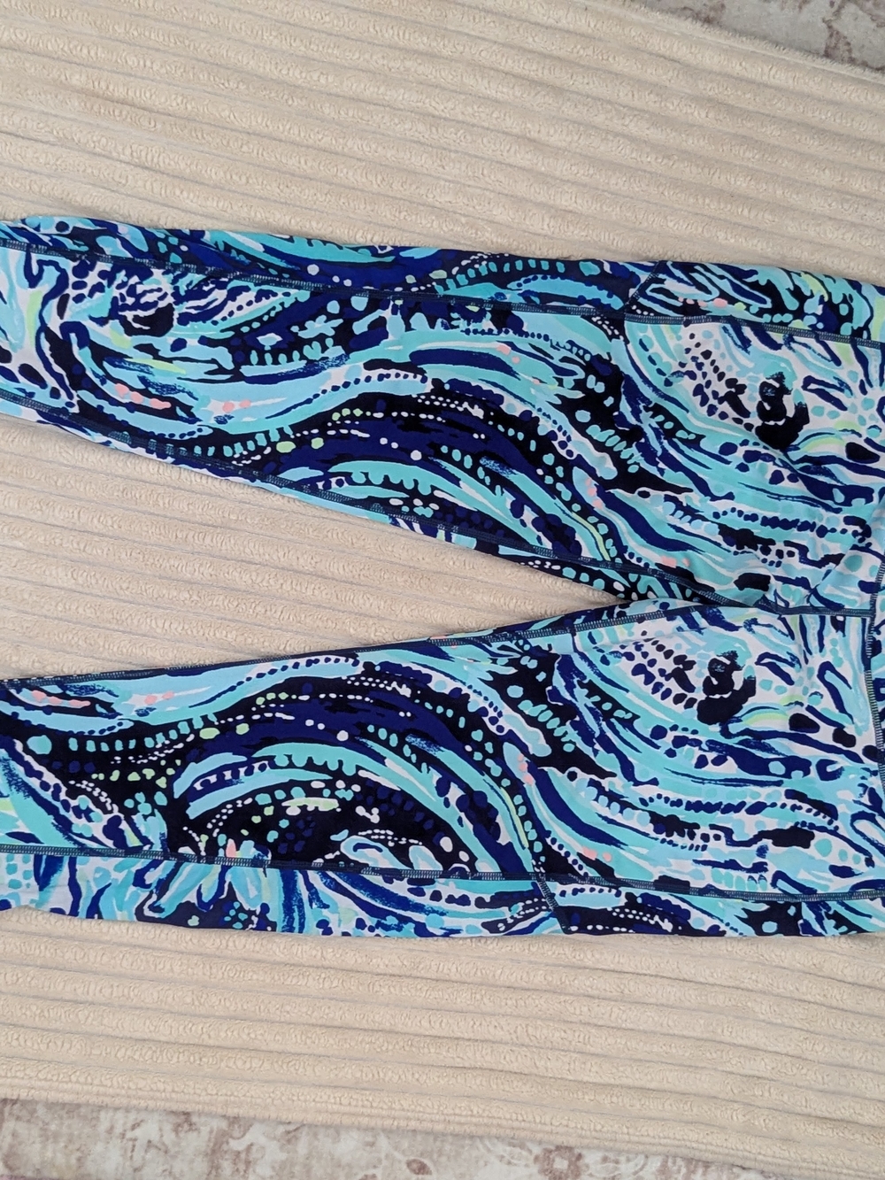Lilly Pulitzer Womens Multiblue Wave-Print Leggings